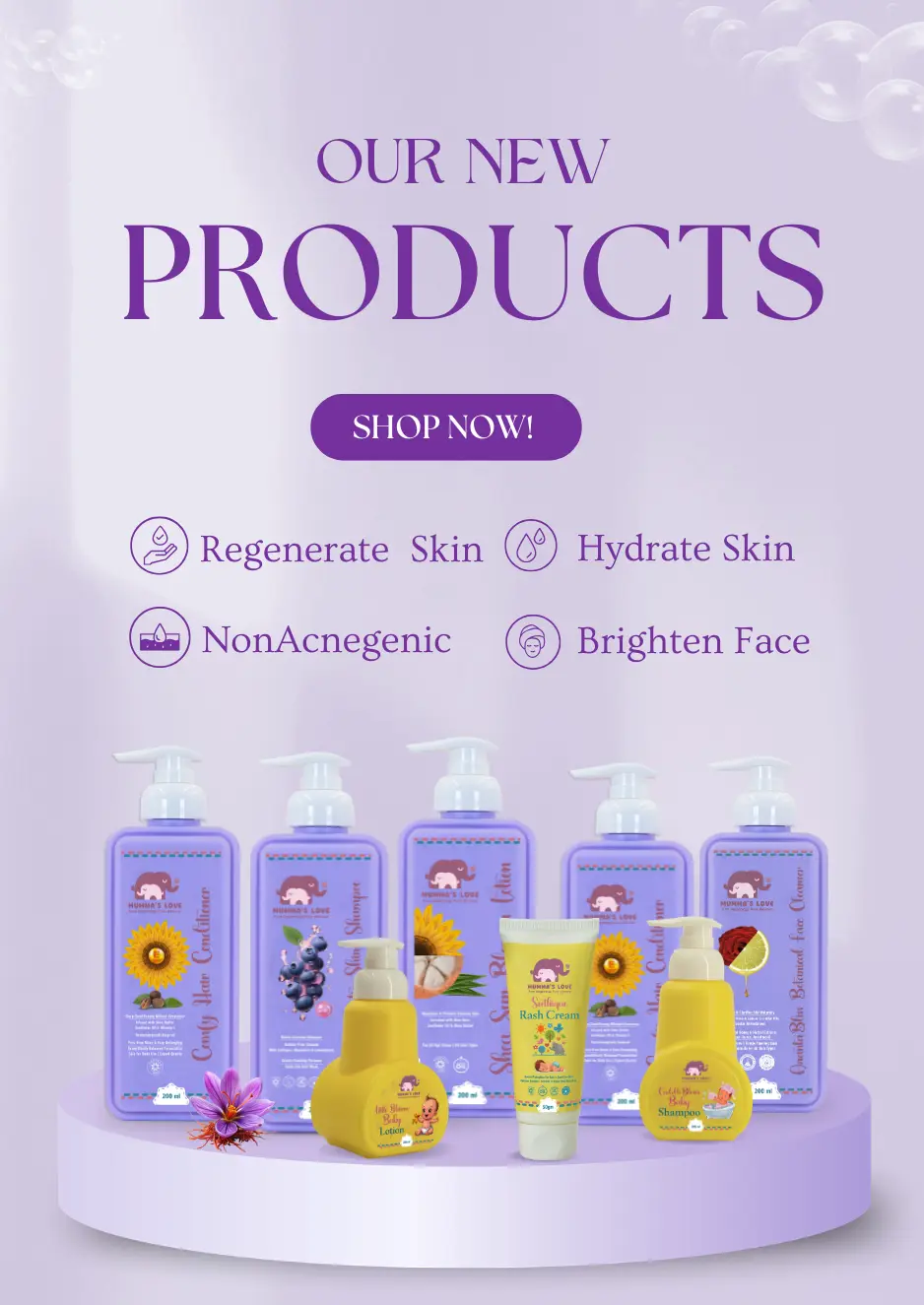 Natural skincare products for babies and mothers