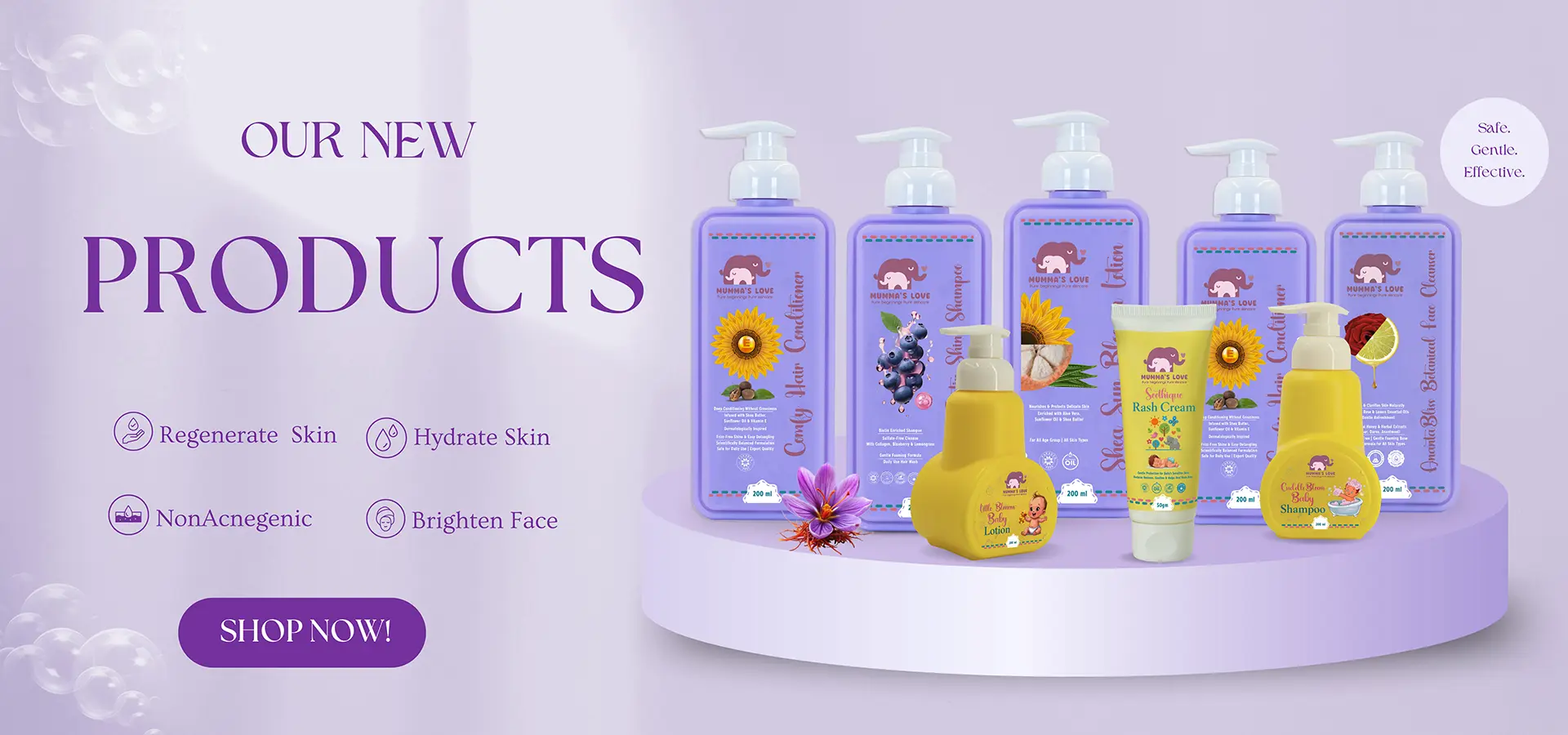 Natural skincare products for babies and mothers