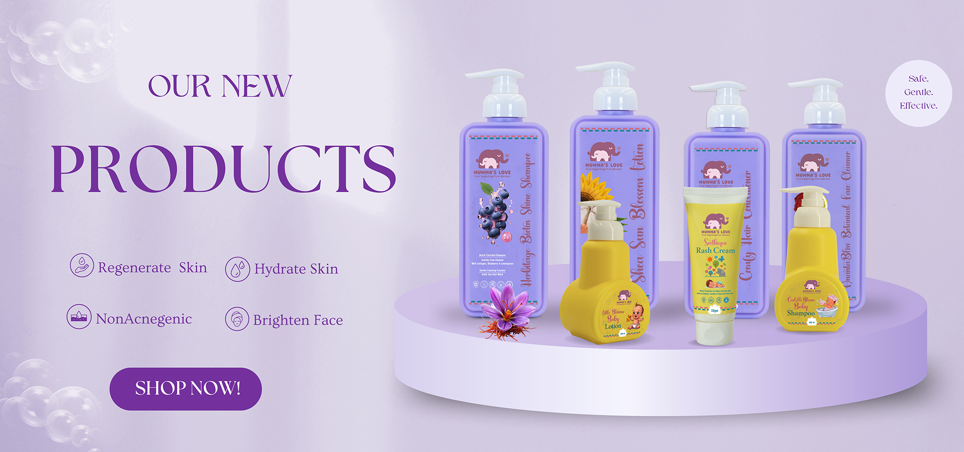 Natural skincare products for babies and mothers