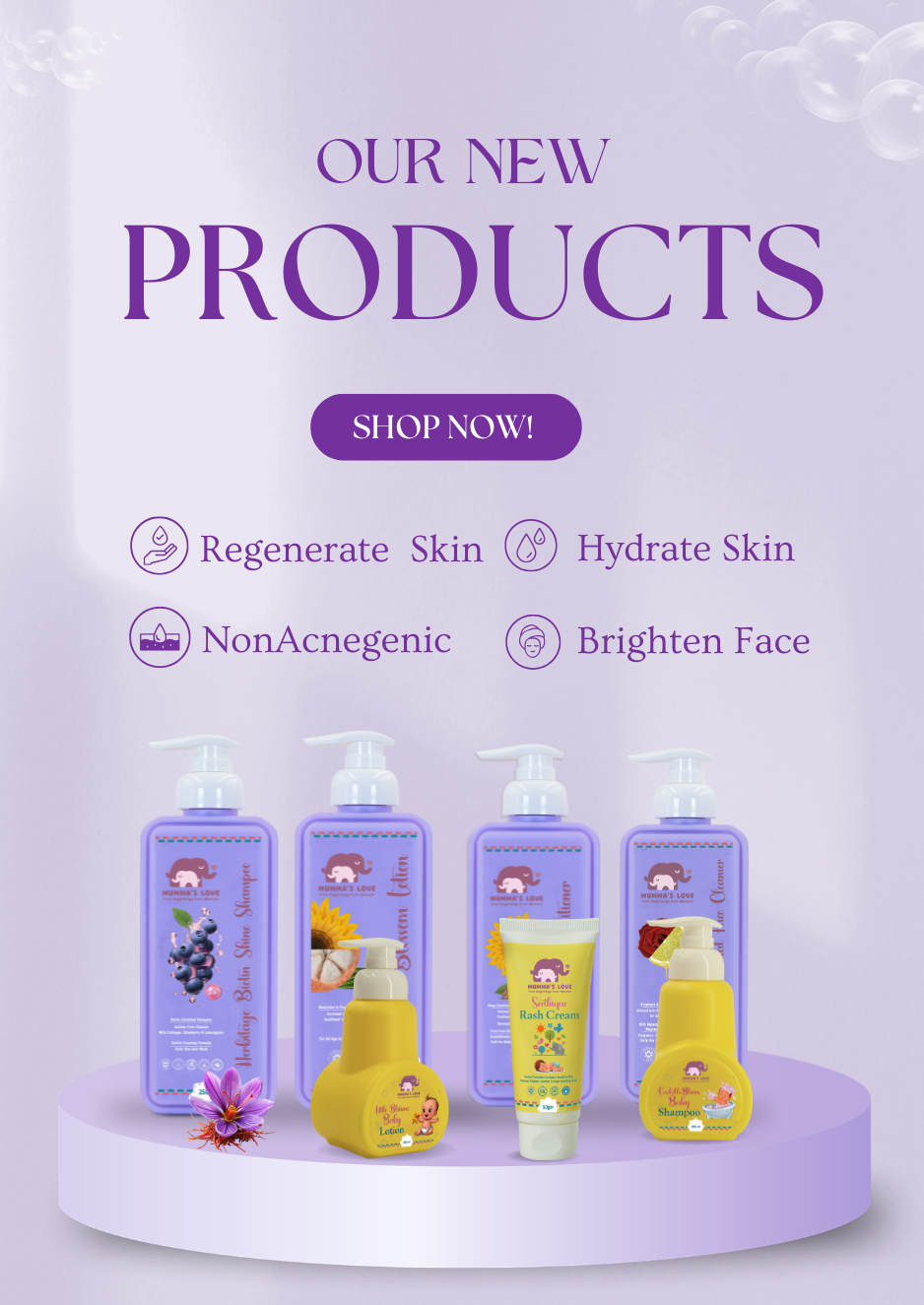 Natural skincare products for babies and mothers